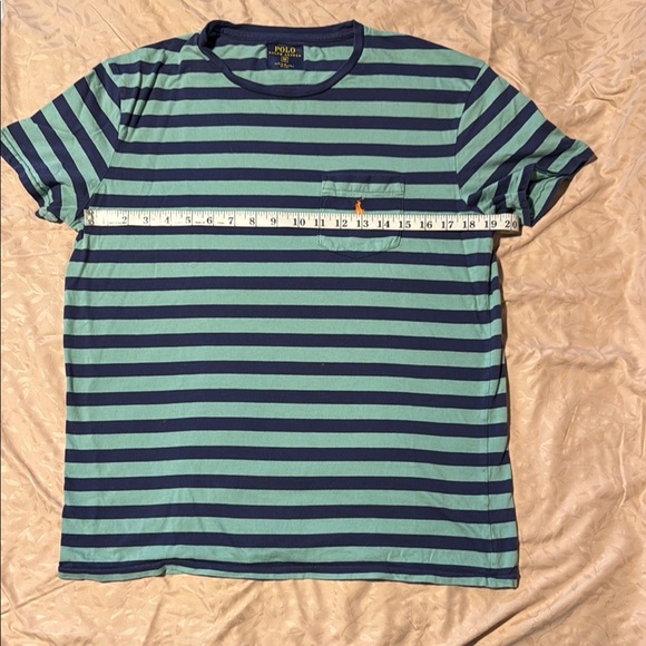 Polo by Ralph Lauren Green and Blue Striped Tee - Picture 3 of 5